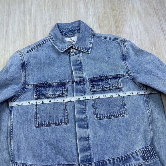 UO Cheap Monday Rigid Denim Boiler Suit Coverall Denim Jean Jumpsuit Medium - Picture 14 of 16